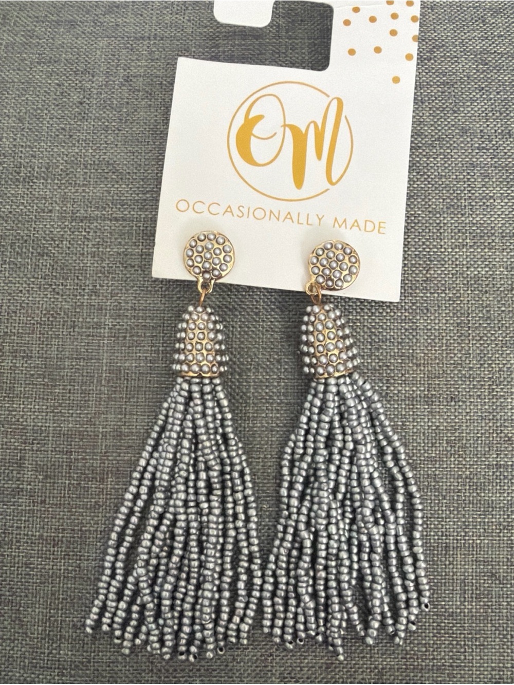 Occasionally Made Silver Beaded Tassel Earrings